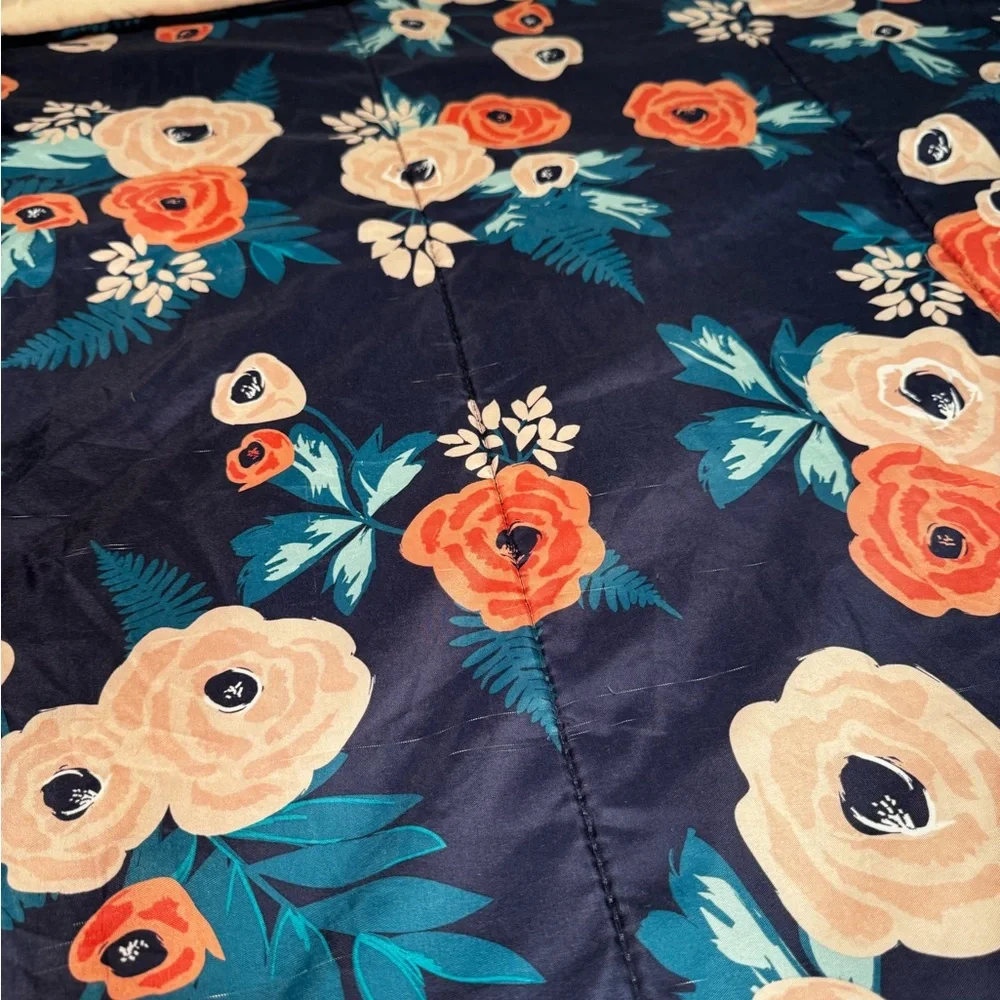 Floral Comforter Set in Navy and pink